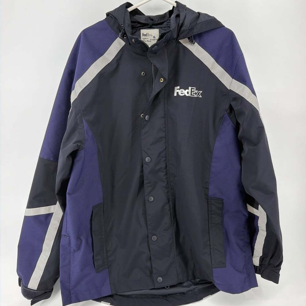 VTG FedEx Federal Express Jacket Mens L Long Sleeve Full-Zip Windbreaker Stan H